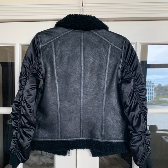 Andrew Marc Black Real Shearling Fur/Leather Jacket - Picture 9 of 9